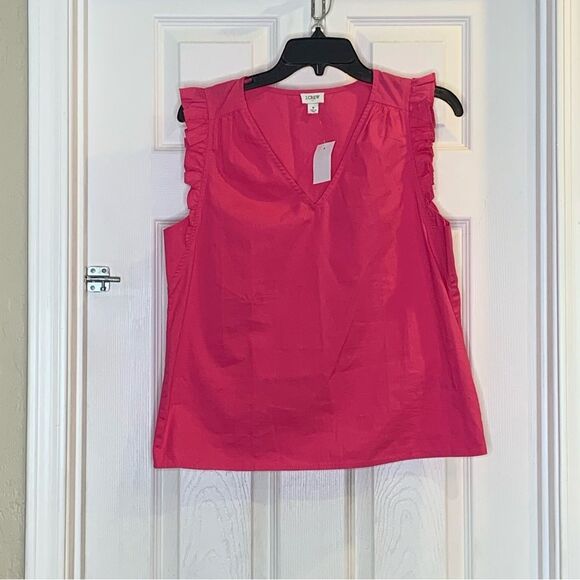 J Crew Factory Sleeveless Ruffle Top in Wild Berry Pink Size Small - Picture 12 of 13
